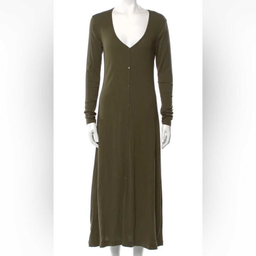 James purse olive v neck button maxi dress XS/O
